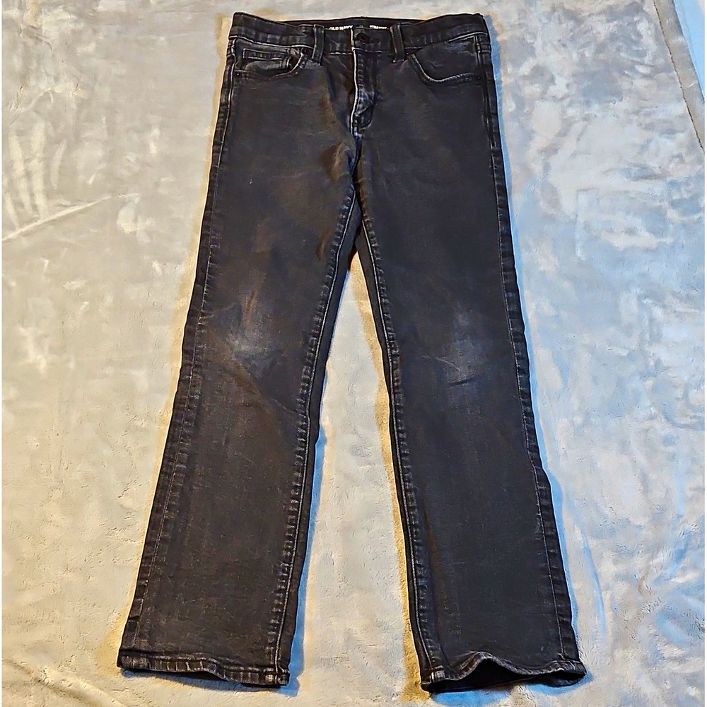 Old Navy Built-In Flex Women's Straight Black Dark Wash Denim Jeans Size 14